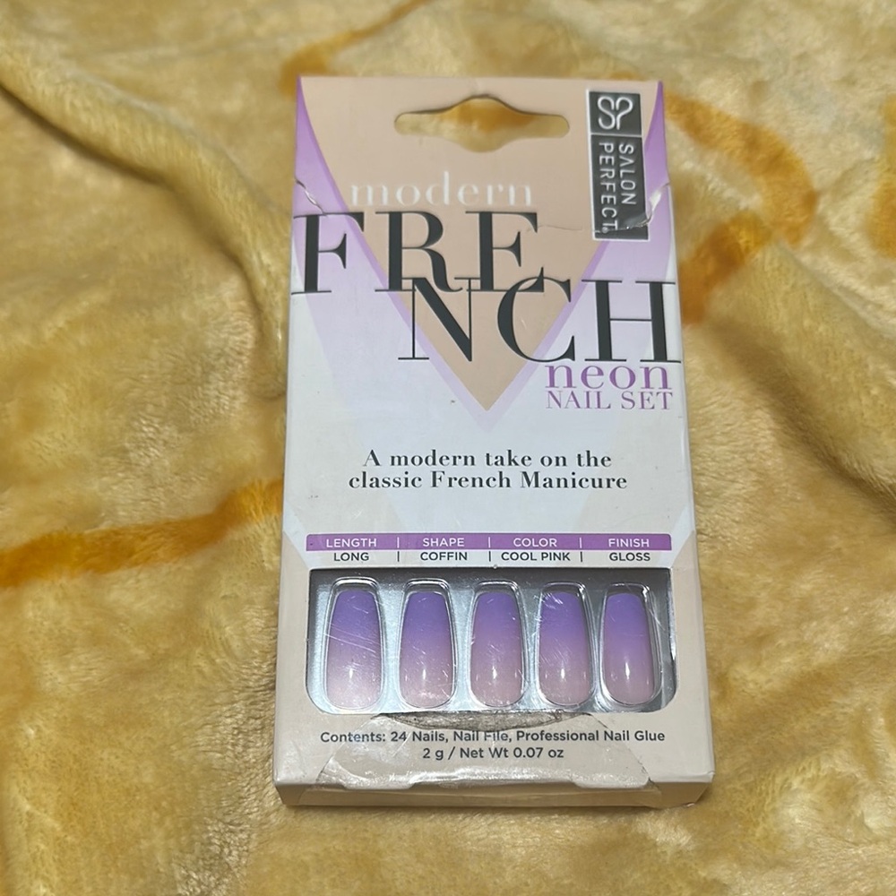 Modern French Neon Nail Set - Cool Pink